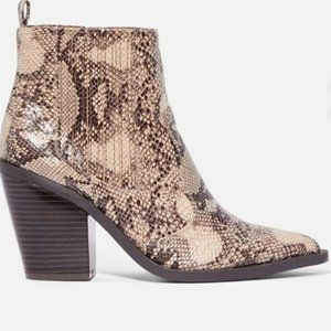 Snakeskin Western Block Heel Bootie
